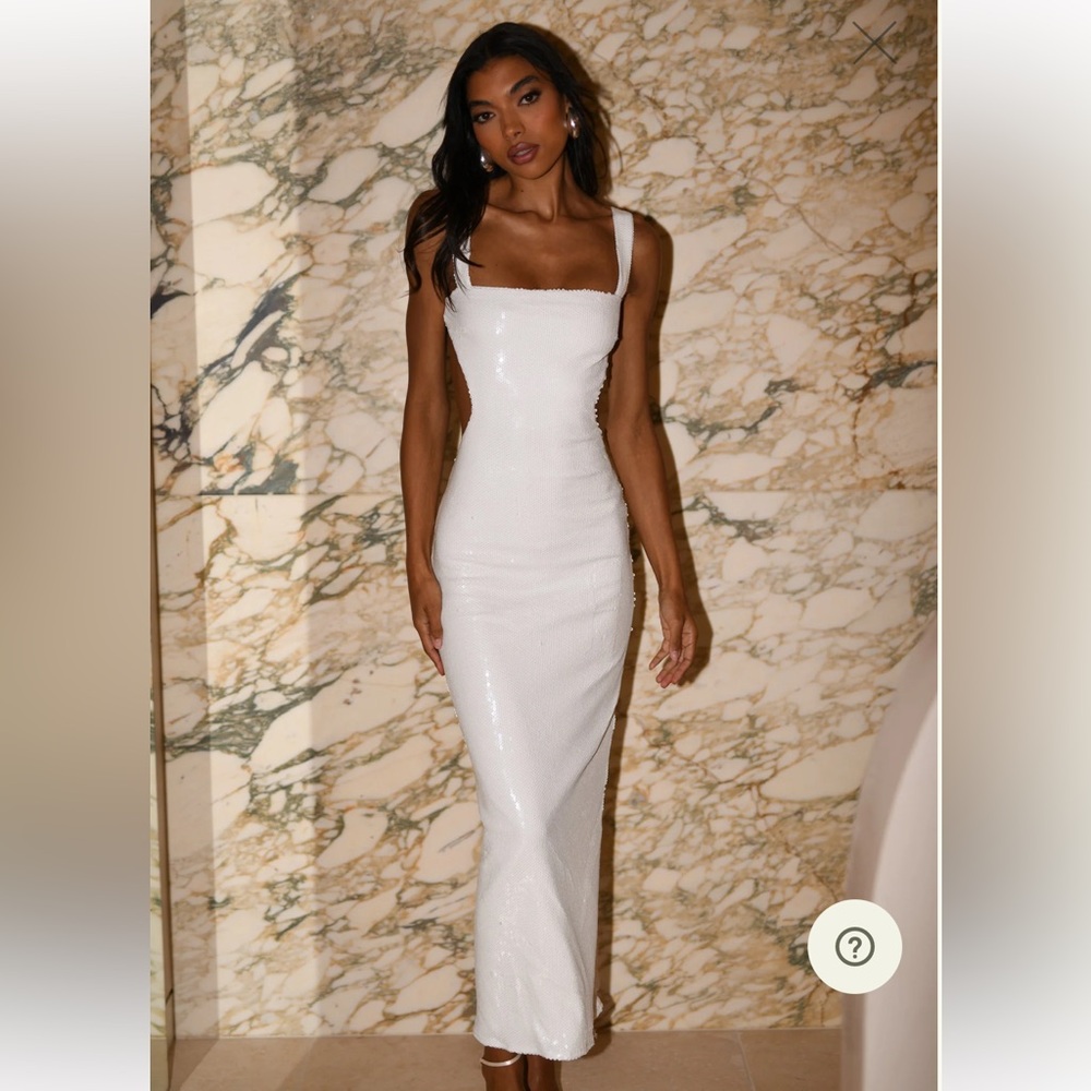 Meshki White Sequin Maxi Dress